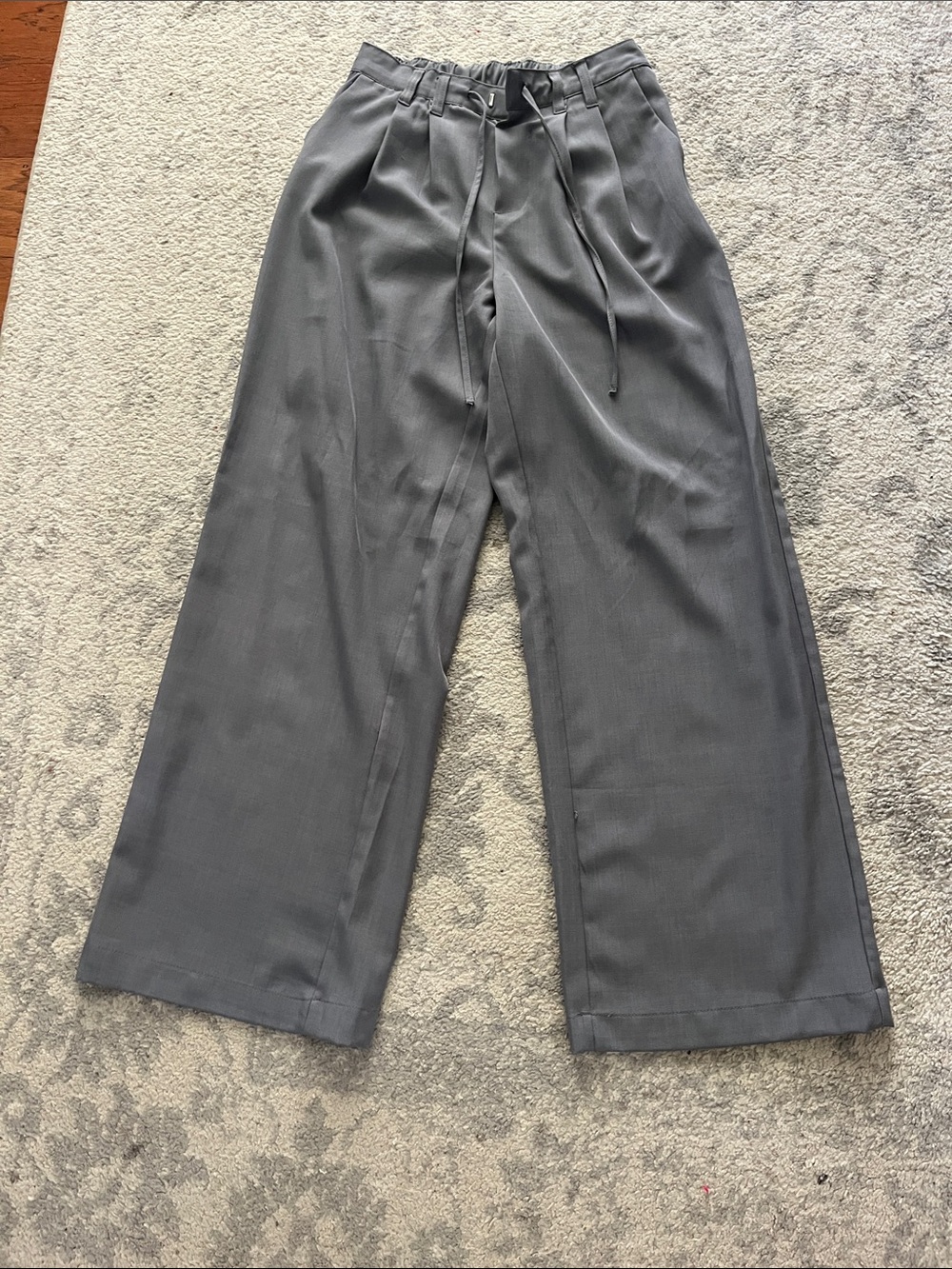Men's Gray Wide-Leg Drawstring Pants